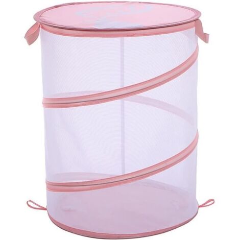 Panier à Linge - Transparent - Pliable - Rose - 35x45cm en Polyester