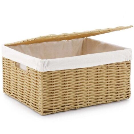 Panier à Linge, Tressé à la Main, Corbeille Linge Sale en Rotin Synthétique, avec Couvercle et Poignées, Pliable, Sac Intérieur Amovible, Couleur Boisée
