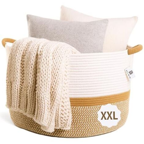 Panier a Linge XL 65L – Grand Panier Rangement avec Poignées, Ø50cm, Coffre a Jouet, Panier de Rangement pour Chambre, Salle de Bain et Laundry Basket Design