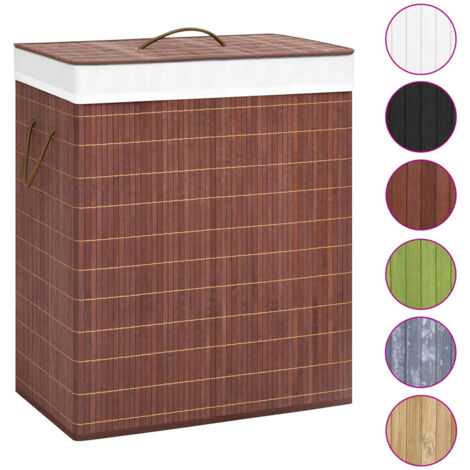 Panier à linge,Panier à vêtements avec 2 sections bambou marron 100 L CFW891265