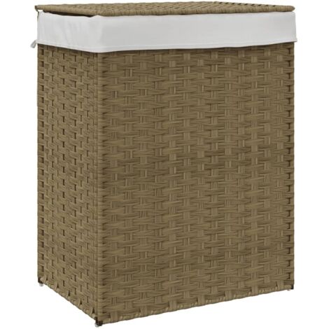 Panier à linge，Panier à vêtements avec couvercle 46x33x60 cm résine tressée CFW802891