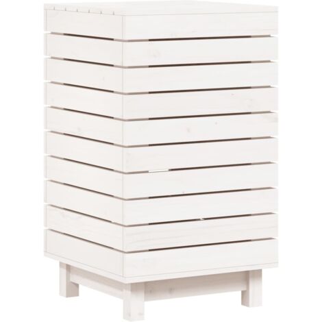 Panier à linge，Panier à vêtements blanc 44x44x76 cm bois massif de pin CFW993352