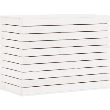 Panier à linge，Panier à vêtements blanc 88,5x44x66 cm bois massif de pin CFW985086