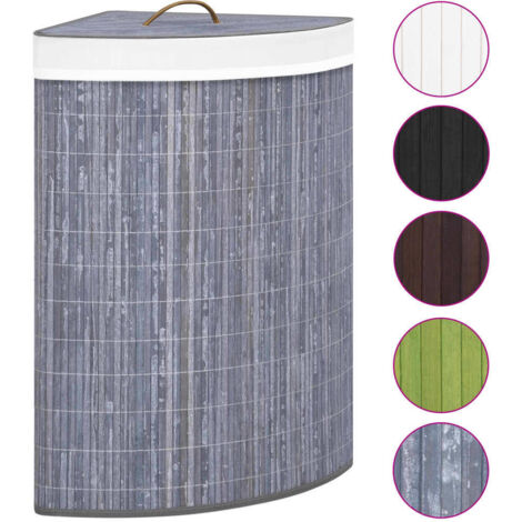 Panier à linge，Panier à vêtements d'angle Bambou Gris 60 L CFW144019