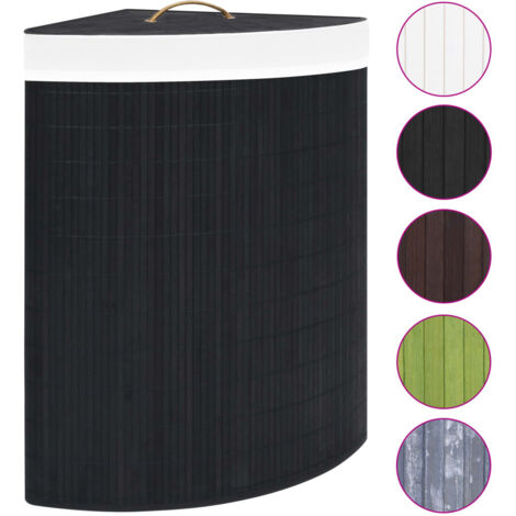 Panier à linge，Panier à vêtements d'angle Bambou Noir 60 L CFW475015