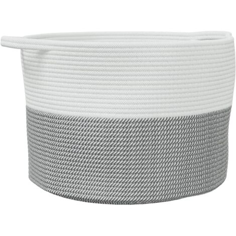 Panier à linge，Panier à vêtements gris et blanc Ø55x36 cm coton CFW252612