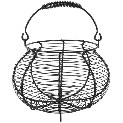Panier à œufs rond en fil de fer avec poignée, porte-œufs en métal pour la cuisine, récipient vintage pour fruits, légumes et autres aliments.