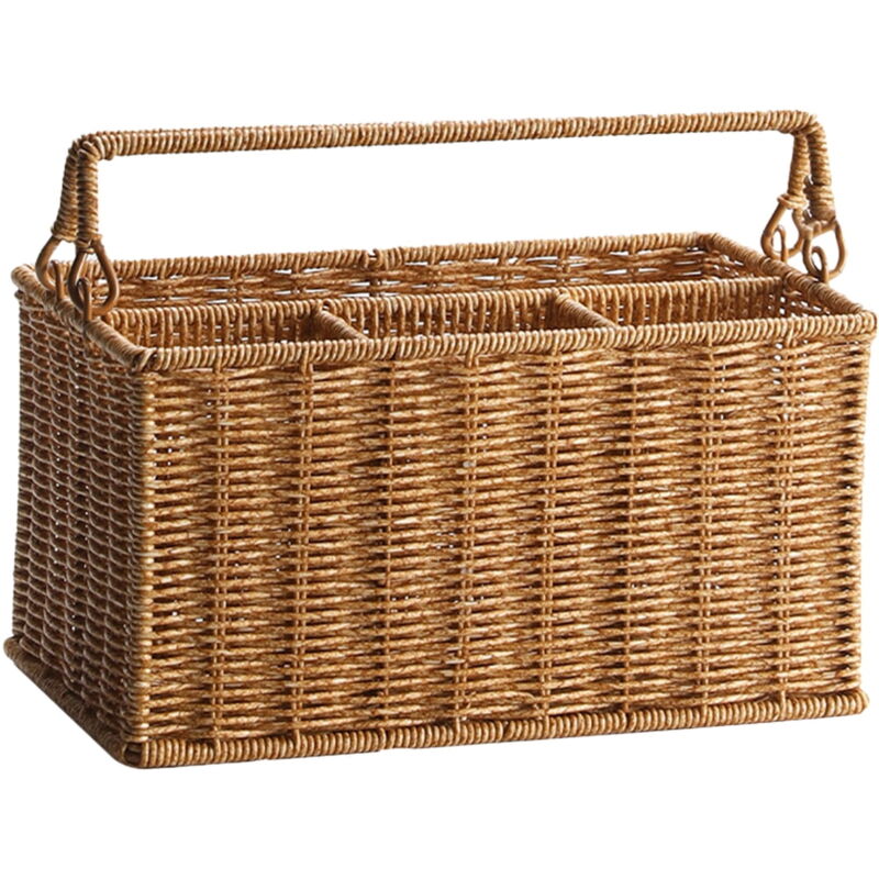 Panier à outils Décor Paniers de rangement à 4 compartiments Panier de rangement pour la maison Organisateur de rangement en osier kaki Panier de