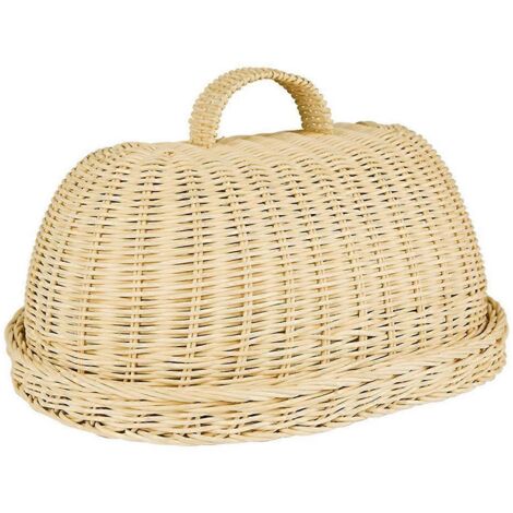Panier à pain en rotin tressé à la main, panier de service pour fruits et légumes avec couvercle anti-poussière, organisateur de garde-manger pour cuisine et restaurant