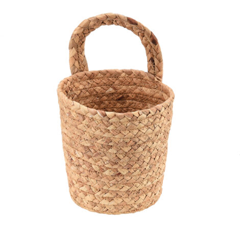 Panier à plantes en paille, panier à fleurs tressé avec poignée, panier de rangement pour pots de fleurs tressés à la main, idéal pour la décoration intérieure.