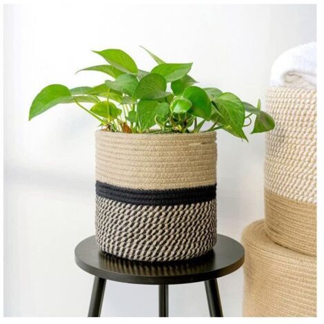 Panier à plantes, pot de fleurs, bac à fleurs, panier de rangement en corde de coton