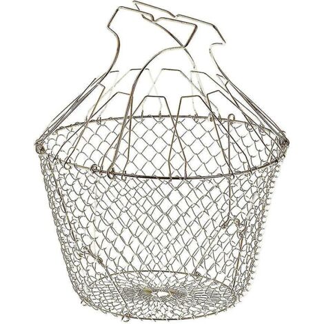 Panier à salade pliable avec renforts - Acier inoxydable - Rangement facile - Essorage doux - 22,5 cm