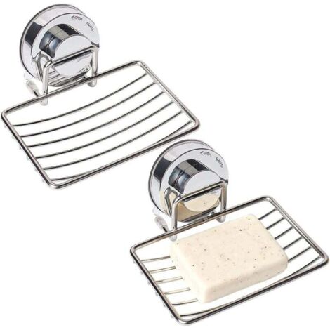 Panier à savon en acier inoxydable argenté avec ventouse puissante, bac à savon à séchage rapide pour douche, salle de b