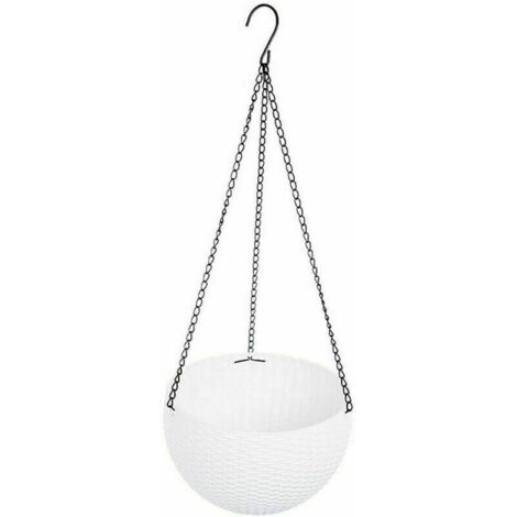 Panier à suspendre Panier à plantes Pot de fleurs à suspendre avec insert et plaque de séparation d'eau (Blanc)-Fei Yu