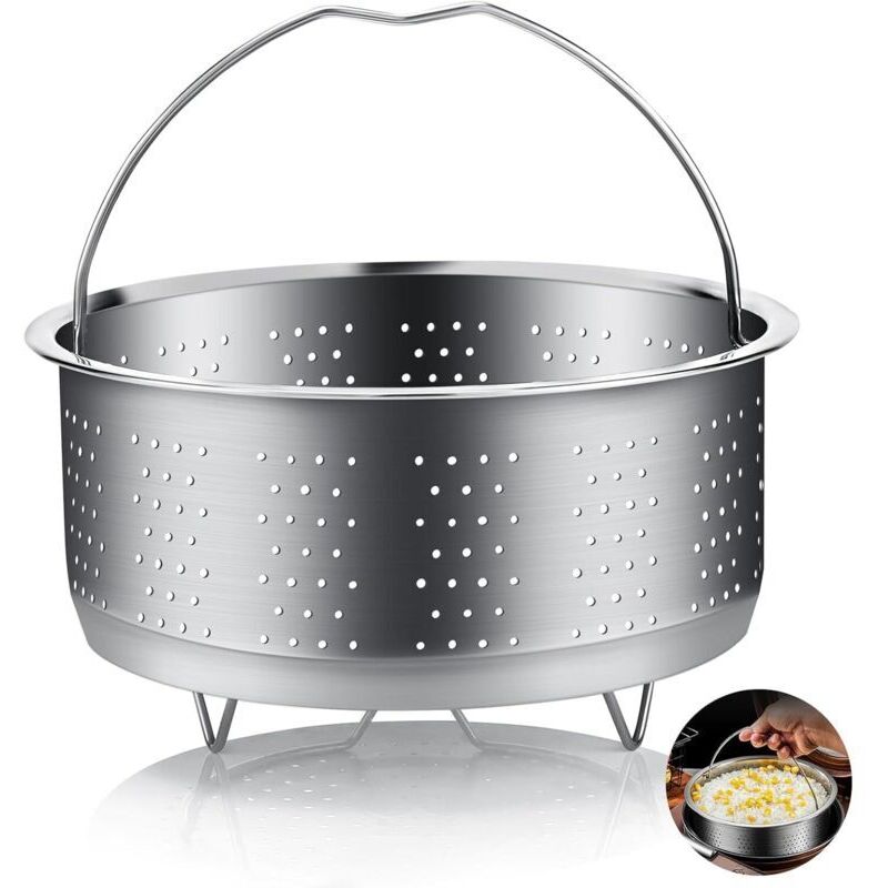 RHG Panier à Vapeur, 304 Acier Inoxydable Panier Autocuiseur, Panier Vapeur, Insert pour Cuisson à Vapeur avec Poignée Recouverte, pour la Cuisson