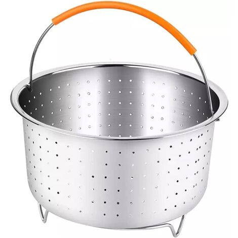 Panier à Vapeur en Acier Inoxydable, Panier à Vapeur de Légumes, Panier de Nettoyage de Fruits, Panier Vapeur INOX avec Poignée Recouverte Silicone pour la Cuisson des Légumes et des Aliments (8L)
