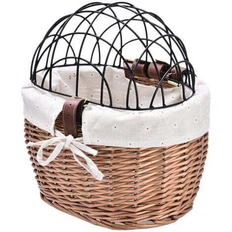 Panier avant pour chien, panier de vélo tressé en osier, panier de transport pour chiens, chiots et chats