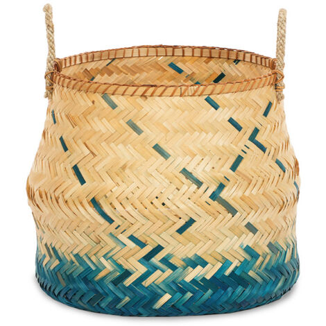 Panier bambou naturel et bleu