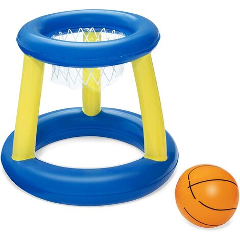 Panier Basket , Bleu (cadre de basket-ball + ballon gonflable jaune)