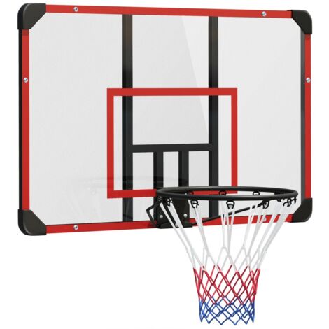 Panier basket mural extérieur avec panneau, acier robuste rouge, dimensions 113x61x73 cm, usage extérieur