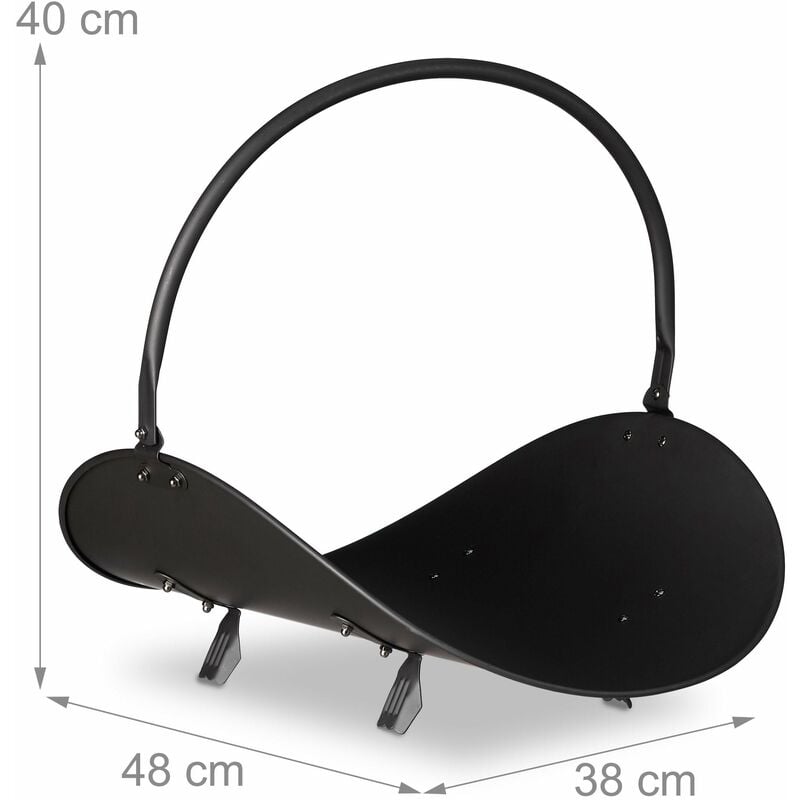 Panier à bûches de bois en métal porte-bûches métal noir