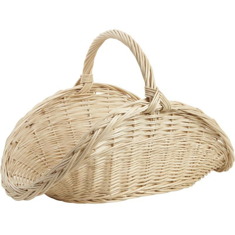 Panier à bûches en osier blanc