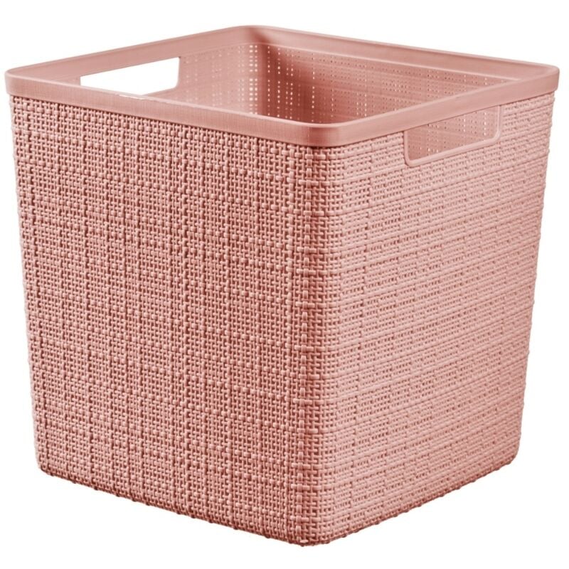 Boîte de rangement Cube 17l Jute recyclé rose