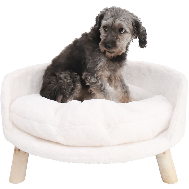 Panier Chat Chien Moelleux Lit sur Pieds avec Coussin Arbre à Chat - 61.5x61.5x33cm