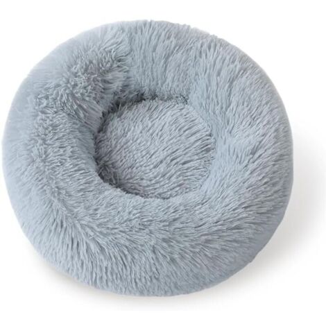 Panier Chat Moelleux Rond - Coussin Anti Stress Apaisant en Peluche,Donut Lit Confortable Lavable pour Chat Chien (40cm, Gris