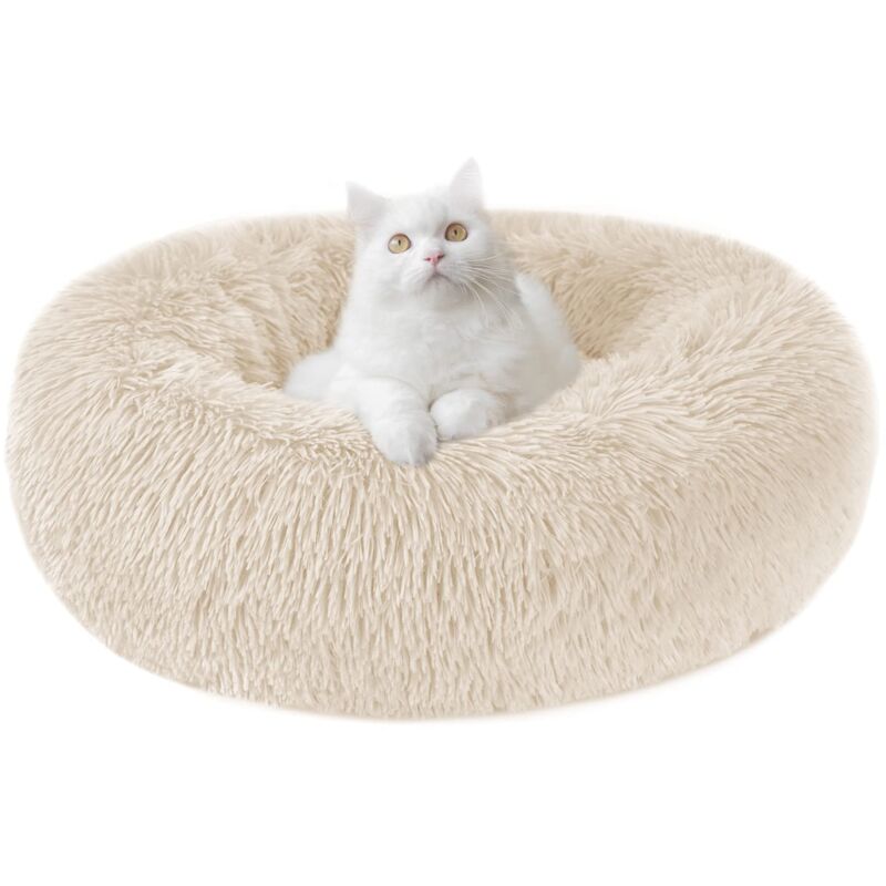 Gabrielle Panier Chien et Chat Moelleux Rond - Coussin Chat et Chien Anti Stress Apaisant en Peluche, Donut Lit Confortable Lavable pour Chat Chien