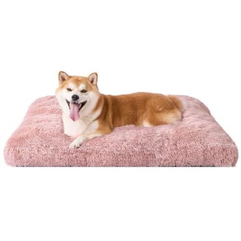 Panier Chien Grande Taille, Coussin Chiens Moyen Taille Anti Stress Lavable et Antidérapant, Moelleux Lit pour Chien Peluche, Rose, 90x60cm