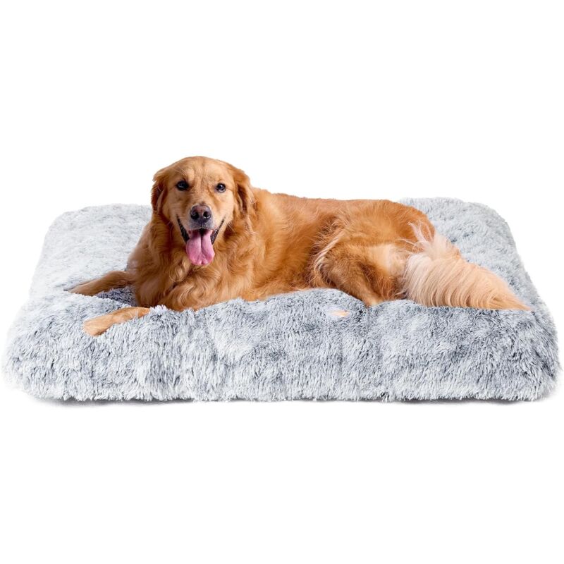 Panier Chien Grande Taille XL, Coussin Chiens Anti Stress Lavable et Antidérapant, Moelleux Lit pour Chien Peluche, Gris, 105x70cm