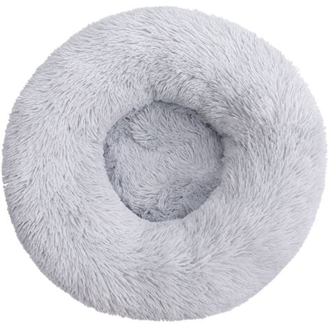 Panier/coussin pour chat en forme de donut, gris clair, diamètre 50 cm