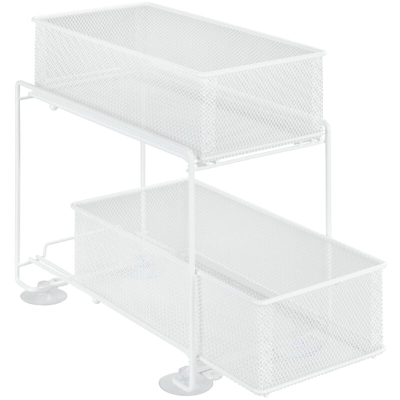 Rangement Wenko tagère Gioma blanche 2 tiroirs pour cuisine en métal 35x18,5x33,5 cm avec paniers coulissants idéale pour organiser placard cuisine