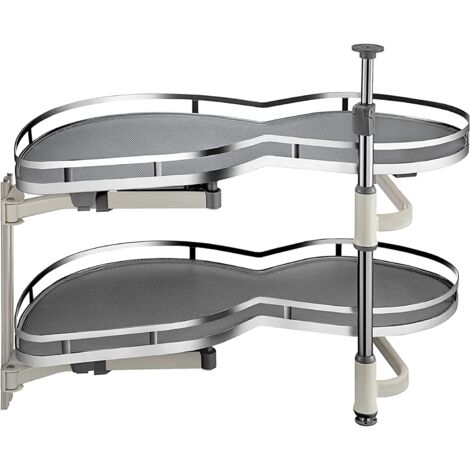Panier d’angle pour meuble bas de cuisine – 2 plateaux à fermeture amortie – Compatible portes 45-60 cm – Dimensions 86,5 x 49,5 x 65 cm – Evotrade
