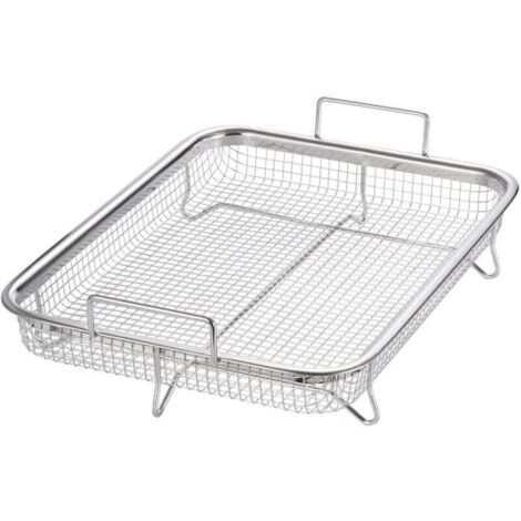 Panier de barbecue multifonction en acier inoxydable 304 pour frites, grillades (30 x 22 x 5 cm)