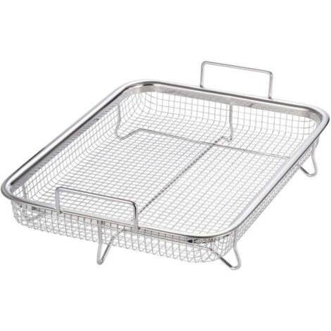 Panier de barbecue multifonction en acier inoxydable 304 pour frites, grillades (30 x 22 x 5 cm)