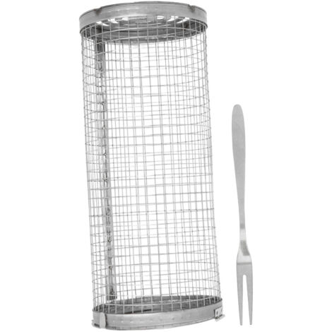 Panier de barbecue tournant en acier inoxydable, grille ouverte pour poisson, légumes et frites