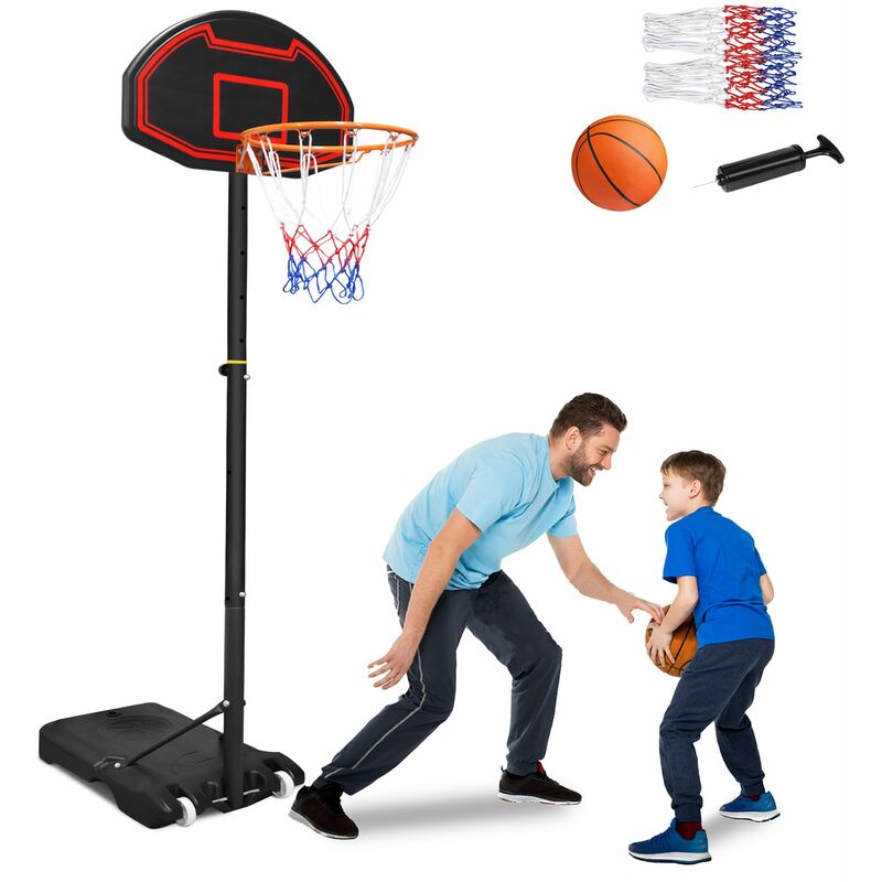Panier de basket-ball extérieur et intérieur de 1,6 à 2,1 m avec roulettes, support de basket-ball portable et réglable en hauteur, remplissable