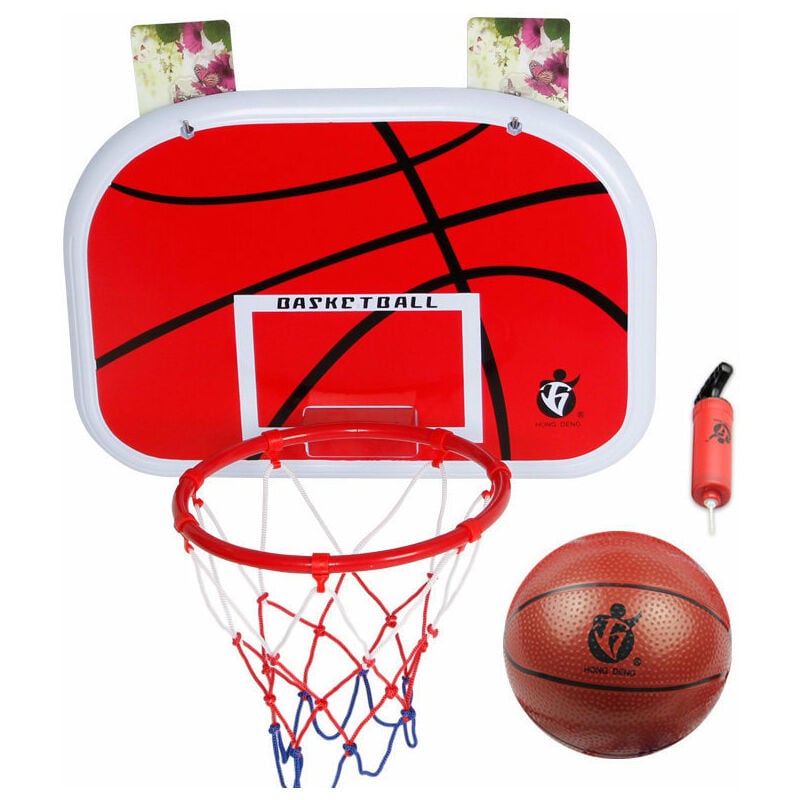 Csparkv - Panier de basket-ball intérieur pour enfants ensemble de jeu mini basket-ball planche à suspendre avec ballon et pompe pour enfants - red