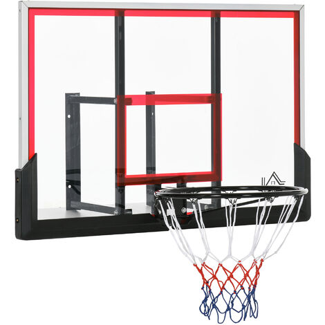 Panier de basket-ball mural avec ressort - panneau de basket à accrocher - visserie incluse - acier PC rouge noir - Noir