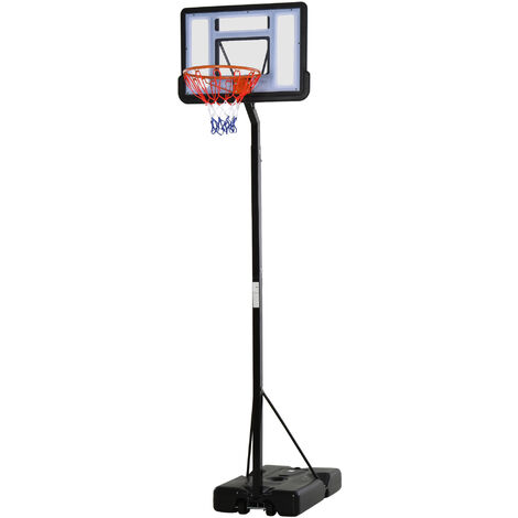 Panier de basket-ball sur Pied avec base de lestage sur roulettes hauteur réglable 3,02-3,52 m Noir Blanc - Noir