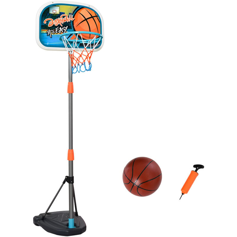 Homcom - Panier de basket-ball sur pied avec poteau base lestage panneau + ballon + pompe hauteur réglable 1,26 – 1,58 m - Orange