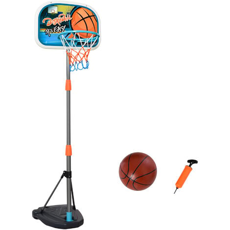 Panier de basket-ball sur pied avec poteau base lestage panneau + ballon + pompe hauteur réglable 1,26 – 1,58 m - Orange