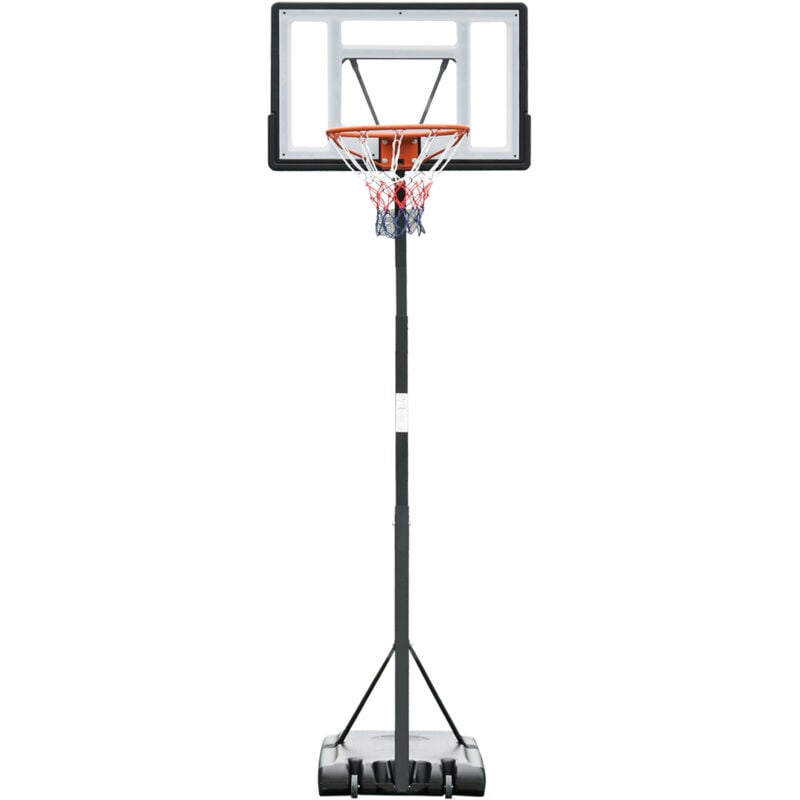 Panier de basket-ball sur Pied avec base de lestage sur roulettes hauteur réglable 3,02-3,52 m Noir Blanc
