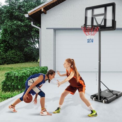 Panier de Basket-Ball sur Pied Réglable 130-305CM 12 Niveaux avec Roulettes Mobile 2 Filets Base de Lestage CW99732