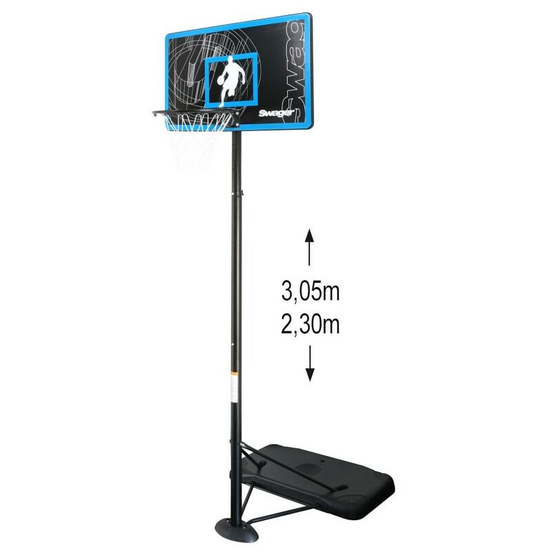 Panier de Basketball sur Pied Mobile The Glider Hauteur Réglable de 2,30m à 3,05m - Bleu