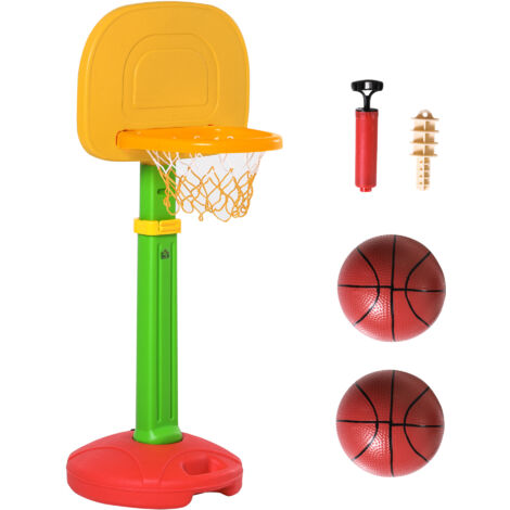 Panier de basket enfant réglable avec ballons et pompe. Modèle sécurisé et léger pour les jeux sportifs en intérieur et en extérieur.