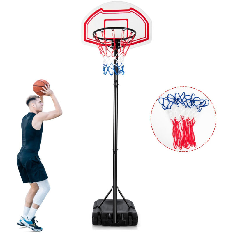 Helloshop26 - Panier de basket extérieur avec hauteur réglable 160-210 cm support de basket sur pied avec panneau en pe & filet en nylon base
