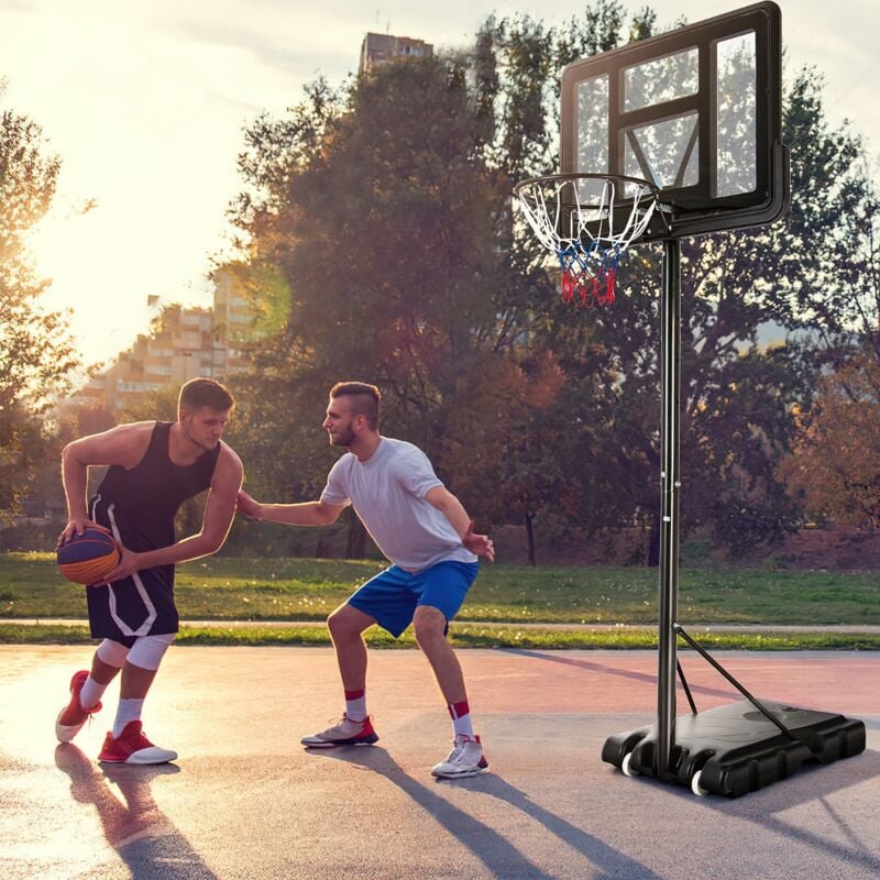 Panier de Basket Extérieur Réglable 130-305 cm Support sur Pied Panneau hdpe Base Remplissable